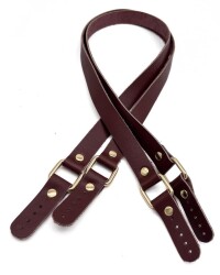 Angel Çanta Aksesuar Karedört Model Gerçek Deri Kızıl Kahve Renk Çanta Sapı Light Gold Metal - Angel Çanta Aksesuar