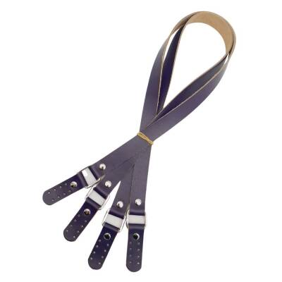 Angel Çanta Aksesuar Karedört Model Gerçek Deri Mor Renk Çanta Sapı Gümüş Metal - 3