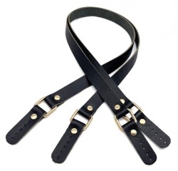 Angel Çanta Aksesuar Karedört Model Gerçek Deri Siyah Renk Çanta Sapı Light Gold Metal - Angel Çanta Aksesuar