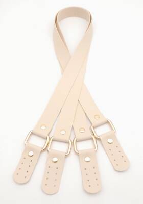 Angel Çanta Aksesuar Karedört Model Suni Deri Krem Renk Çanta Sapı Light Gold Metal - 2