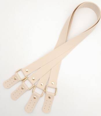 Angel Çanta Aksesuar Karedört Model Suni Deri Krem Renk Çanta Sapı Light Gold Metal - 3