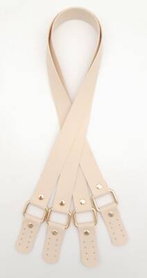 Angel Çanta Aksesuar Karedört Model Suni Deri Krem Renk Çanta Sapı Light Gold Metal - 1