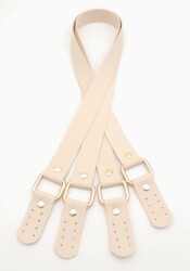 Angel Çanta Aksesuar Karedört Model Suni Deri Krem Renk Çanta Sapı Light Gold Metal - 2