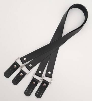 Angel Çanta Aksesuar Karedört Model Suni Deri Siyah Renk Çanta Sapı Gümüş Metal - 3