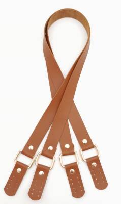 Angel Çanta Aksesuar Karedört Model Suni Deri Taba Renk Çanta Sapı Light Gold Metal - 1