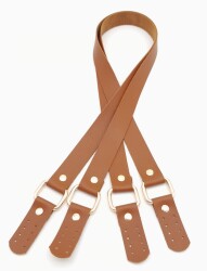 Angel Çanta Aksesuar Karedört Model Suni Deri Taba Renk Çanta Sapı Light Gold Metal - 2