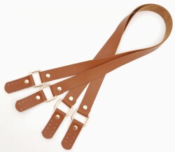 Angel Çanta Aksesuar Karedört Model Suni Deri Taba Renk Çanta Sapı Light Gold Metal - 3