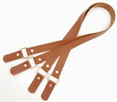 Angel Çanta Aksesuar Karedört Model Suni Deri Taba Renk Çanta Sapı Light Gold Metal - 3