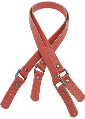 Angel Çanta Aksesuar Kırmızı Renk Karedört Model Gerçek Deri Çanta Sapı (Füme Metal) - 1