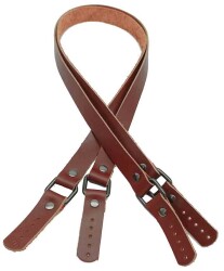 Angel Çanta Aksesuar Kızıl Kahve Karedört Model Gerçek Deri Çanta Sapı (Füme Metal) - Angel Çanta Aksesuar