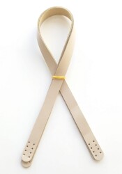 Angel Çanta Aksesuar Krem (Bej) Renk Gerçek Deri 70X2 Cm Çift Sap - Angel Çanta Aksesuar