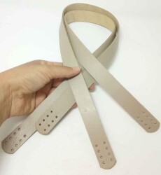 Angel Çanta Aksesuar Krem Renk Gerçek Deri 70X2.3 Cm Çift Sap - Angel Çanta Aksesuar