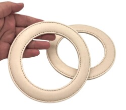 Angel Çanta Aksesuar Krem Renk Yuvarlak 13.5 cm Suni Deri Çanta Sapı - Angel Çanta Aksesuar