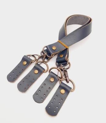 Angel Çanta Aksesuar Lacivert Gerçek Deri 55 Cm Çift Sap Misu Model Antik Metal - 2