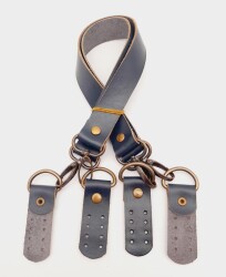 Angel Çanta Aksesuar Lacivert Gerçek Deri 55 Cm Çift Sap Misu Model Antik Metal - 3