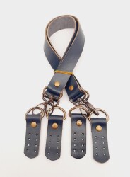 Angel Çanta Aksesuar Lacivert Gerçek Deri 55 Cm Çift Sap Misu Model Antik Metal - Angel Çanta Aksesuar