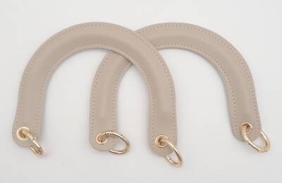 Angel Çanta Aksesuar Yaylı Halkalı Kapsüllü Suni Deri Bej Renk Tutma Sapı Light Gold Metalli - 1