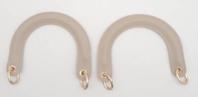 Angel Çanta Aksesuar Yaylı Halkalı Kapsüllü Suni Deri Bej Renk Tutma Sapı Light Gold Metalli - 2