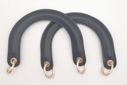 Angel Çanta Aksesuar Yaylı Halkalı Kapsüllü Suni Deri Siyah Renk Tutma Sapı Light Gold Metalli - Angel Çanta Aksesuar