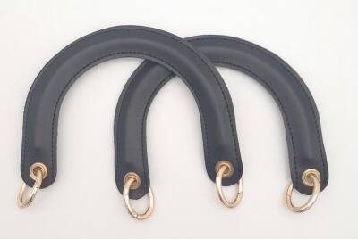 Angel Çanta Aksesuar Yaylı Halkalı Kapsüllü Suni Deri Siyah Renk Tutma Sapı Light Gold Metalli - 1