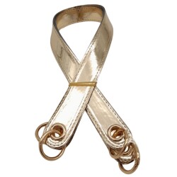 Angel Çanta Aksesuar Parlak Rugan Deri Kuş Gözlü Çift Çanta Sapı Açık Gold Renk Light Gold Metalli - Angel Çanta Aksesuar