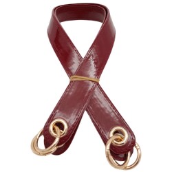 Angel Çanta Aksesuar Parlak Rugan Deri Kuş Gözlü Çift Çanta Sapı Bordo Renk Light Gold Metalli - Angel Çanta Aksesuar