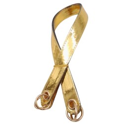 Angel Çanta Aksesuar Parlak Rugan Deri Kuş Gözlü Çift Çanta Sapı Gold Renk Light Gold Metalli - 2