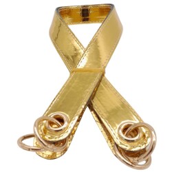 Angel Çanta Aksesuar Parlak Rugan Deri Kuş Gözlü Çift Çanta Sapı Gold Renk Light Gold Metalli - Angel Çanta Aksesuar