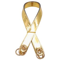 Angel Çanta Aksesuar Parlak Rugan Deri Kuş Gözlü Çift Çanta Sapı Gold Renk Light Gold Metalli - 3