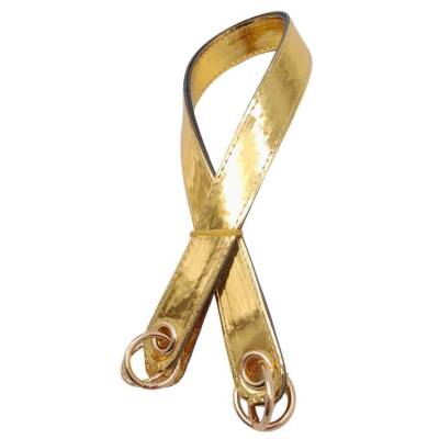 Angel Çanta Aksesuar Parlak Rugan Deri Kuş Gözlü Çift Çanta Sapı Gold Renk Light Gold Metalli - 2