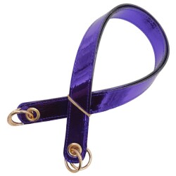 Angel Çanta Aksesuar Parlak Rugan Deri Kuş Gözlü Çift Çanta Sapı Mor Renk Light Gold Metalli - 3