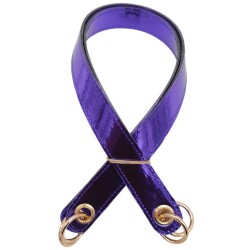 Angel Çanta Aksesuar Parlak Rugan Deri Kuş Gözlü Çift Çanta Sapı Mor Renk Light Gold Metalli - 2