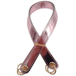 Angel Çanta Aksesuar Parlak Rugan Deri Kuş Gözlü Çift Çanta Sapı Pudra Renk Light Gold Metalli - 2