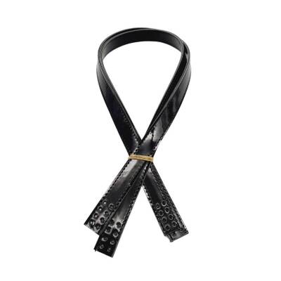 Angel Çanta Aksesuar Rugan Deri 80x2 cm Dikişli Çift Çanta Sapı Siyah Renk - 1