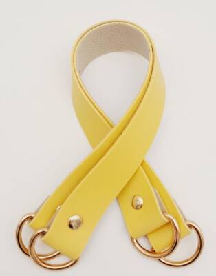 Angel Çanta Aksesuar Suni Deri 38x2.5 cm Sarı Renk Çift Çanta Sapı Light Gold Metalli - 1