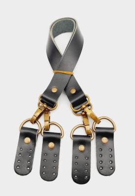 Angel Çanta Aksesuar Siyah Gerçek Deri 55 Cm Çift Sap Misu Model Antik Metal - 1