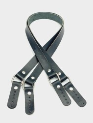 Angel Çanta Aksesuar Siyah Renk Karedört Model Gerçek Deri Çanta Sapı (Gümüş Metal) - Angel Çanta Aksesuar