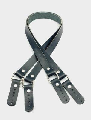 Angel Çanta Aksesuar Siyah Renk Karedört Model Gerçek Deri Çanta Sapı (Gümüş Metal) - 1