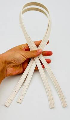 Angel Çanta Aksesuar Slim Model 70x1.2 cm Suni Deri Krem Renk Çift Çanta Sapı - 1