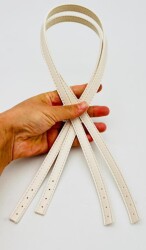 Angel Çanta Aksesuar Slim Model 70x1.2 cm Suni Deri Krem Renk Çift Çanta Sapı - Angel Çanta Aksesuar