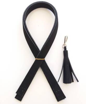 Angel Çanta Aksesuar Süet Suni Deri Siyah Çift Sap 80X2 Cm - 4