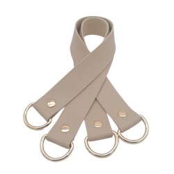 Angel Çanta Aksesuar Suni Deri 38x2.5 cm Bej Renk Çift Çanta Sapı Light Gold Metalli - 2