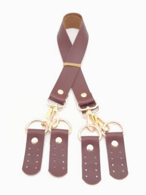 Angel Çanta Aksesuar Suni Deri 55 Cm Misu Model Çift Sap Bordo Renk Light Gold Metal - 2