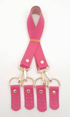 Angel Çanta Aksesuar Suni Deri 55 Cm Misu Model Çift Sap Fuşya Renk Light Gold Metal - 1