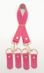 Angel Çanta Aksesuar Suni Deri 55 Cm Misu Model Çift Sap Fuşya Renk Light Gold Metal - Angel Çanta Aksesuar