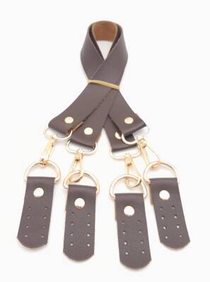 Angel Çanta Aksesuar Suni Deri 55 Cm Misu Model Çift Sap Kahverengi Light Gold Metal - 2