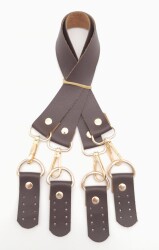 Angel Çanta Aksesuar Suni Deri 55 Cm Misu Model Çift Sap Kahverengi Light Gold Metal - 1