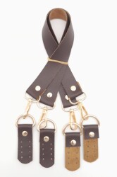 Angel Çanta Aksesuar Suni Deri 55 Cm Misu Model Çift Sap Kahverengi Light Gold Metal - 3