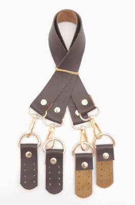 Angel Çanta Aksesuar Suni Deri 55 Cm Misu Model Çift Sap Kahverengi Light Gold Metal - 3