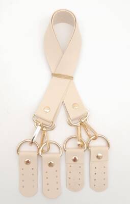 Angel Çanta Aksesuar Suni Deri 55 Cm Misu Model Çift Sap Krem Renk Light Gold Metal - 3